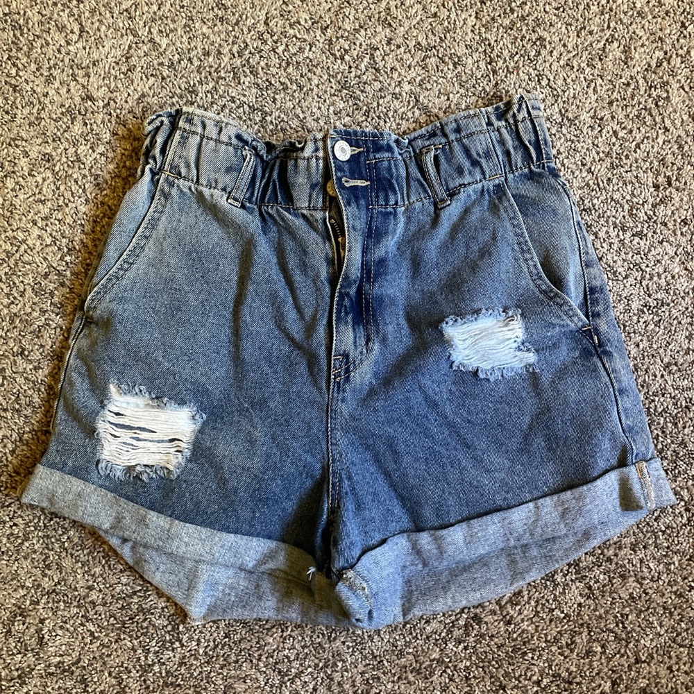 Love Tree Blue Jean Shorts High-Waisted Distressed